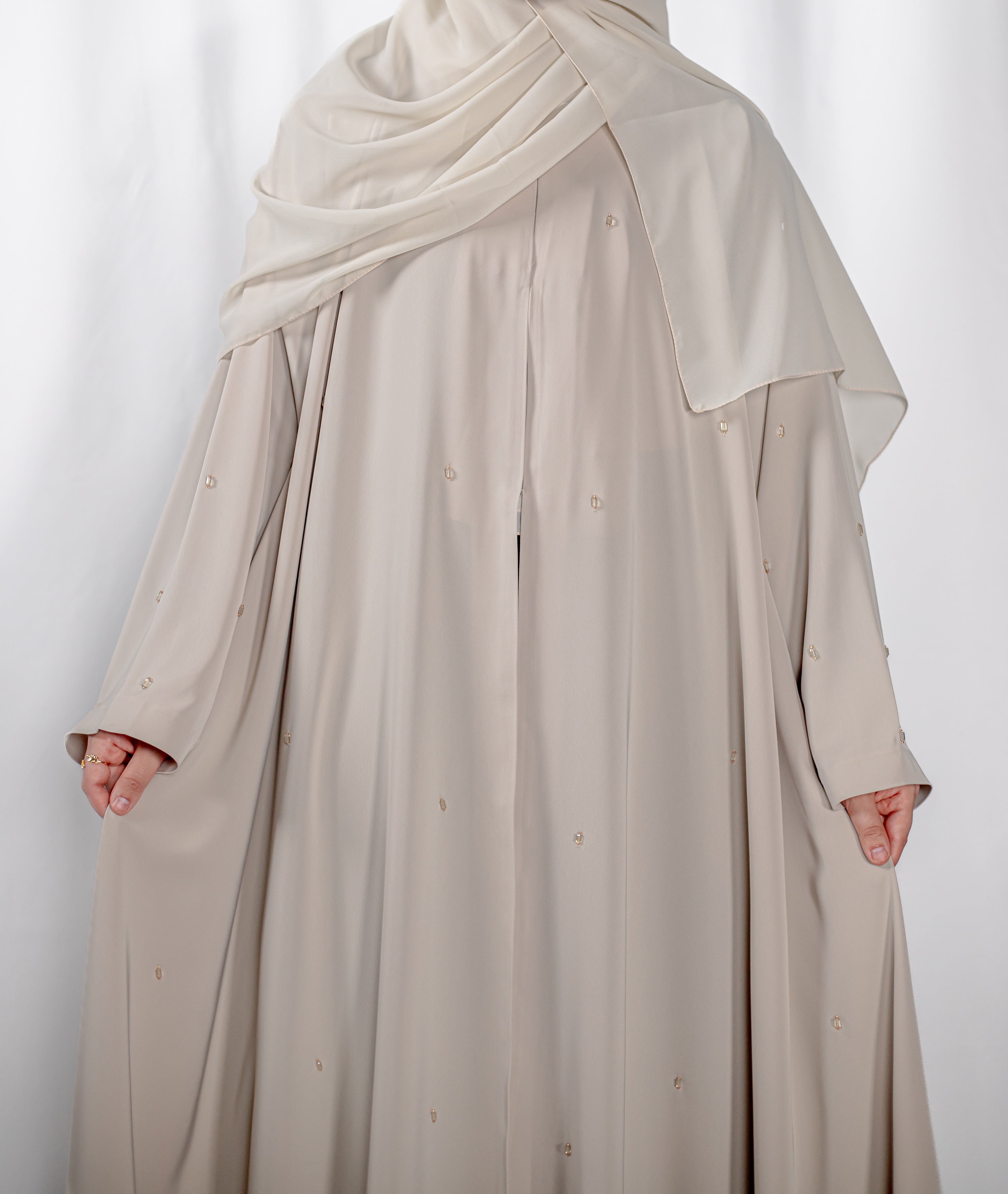 Beige Lux Open Abaya