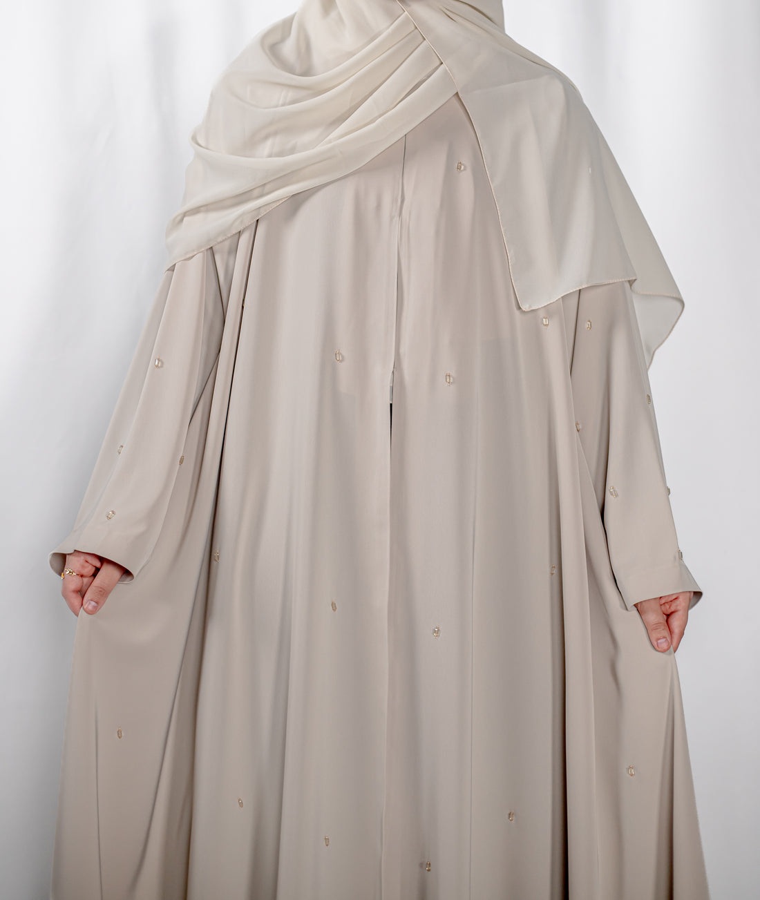 Beige Lux Open Abaya
