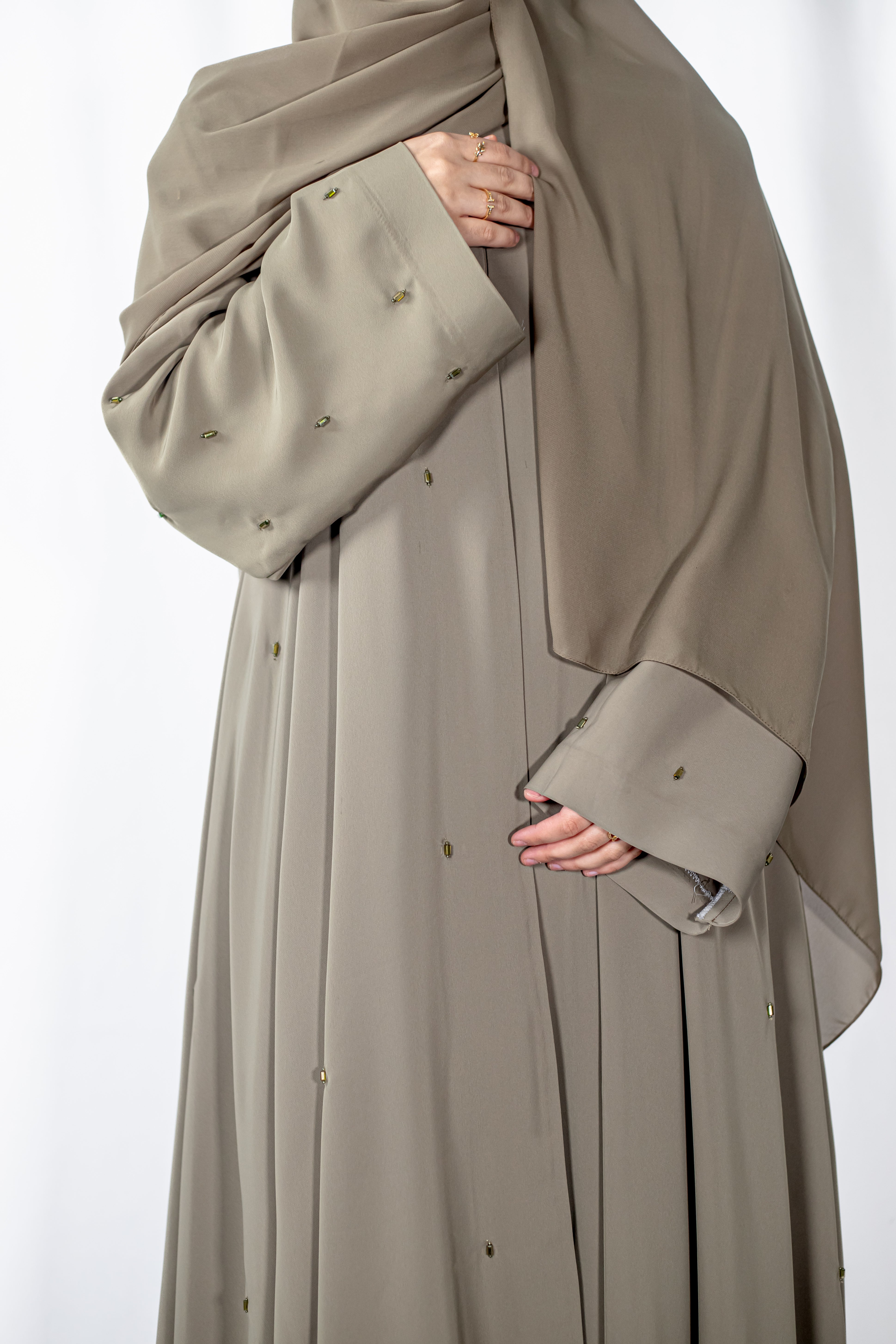 Khaki Lux Open Abaya
