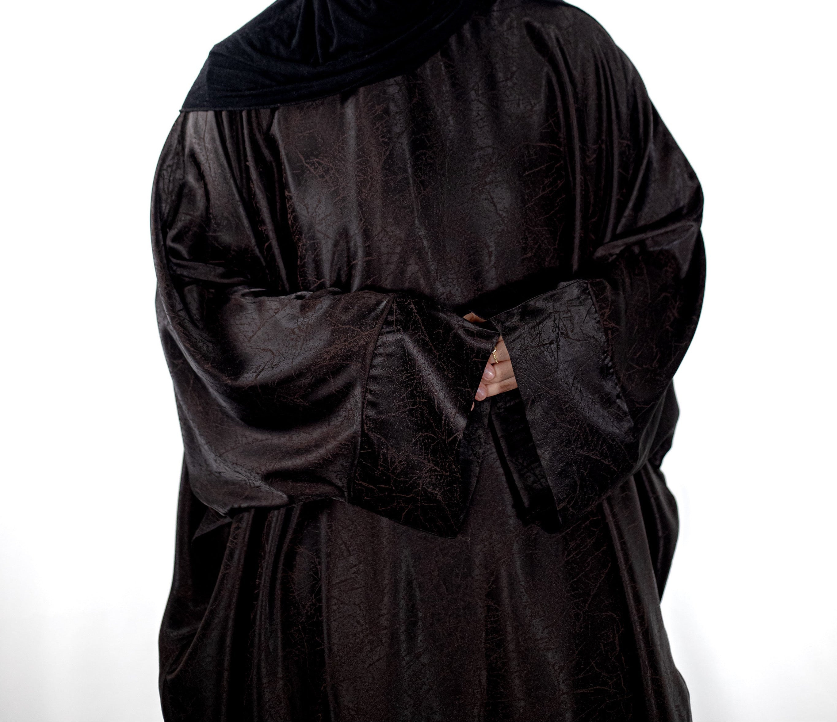 Dark Brown Marble Batwing Abaya