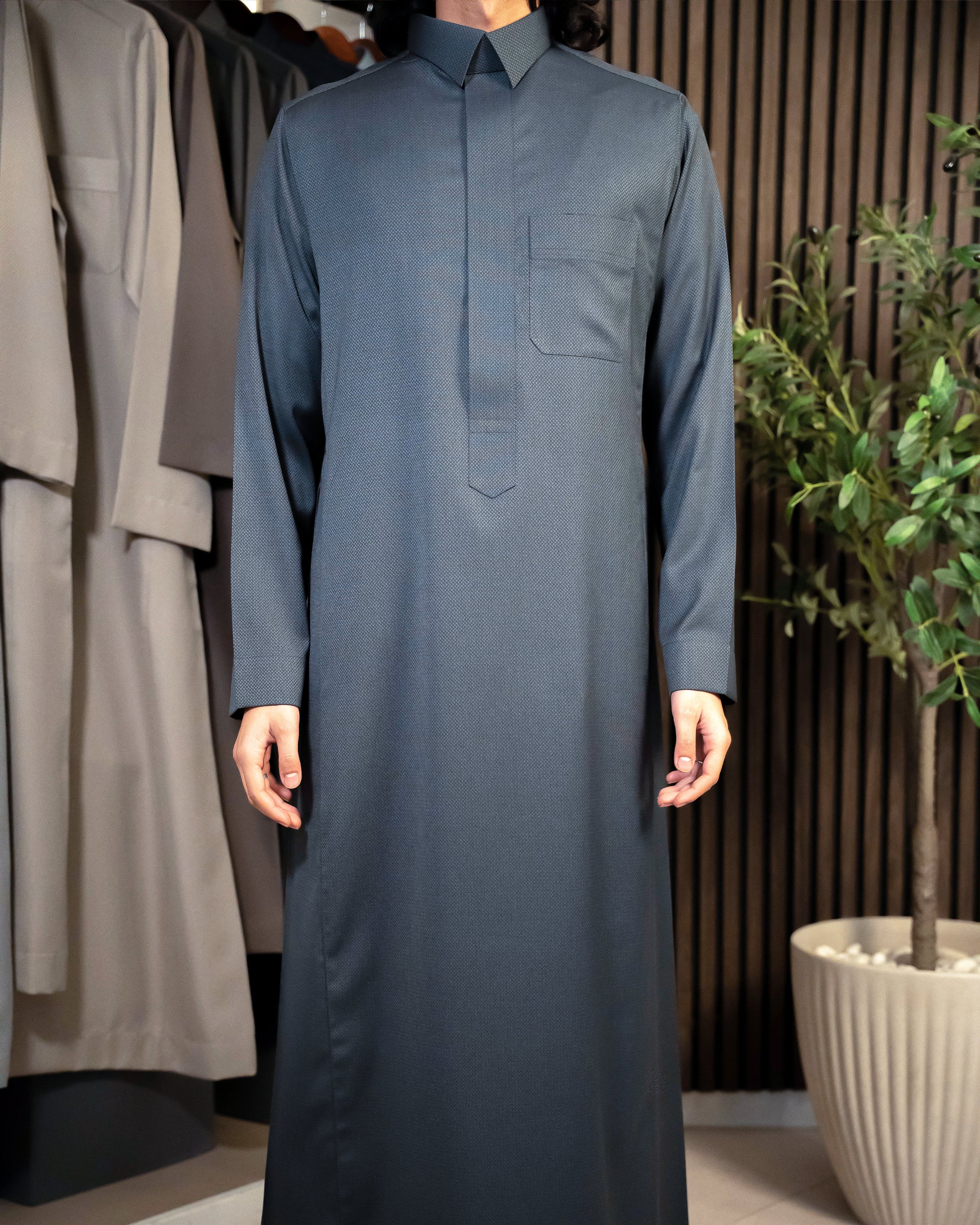 Navy Herringbone Winter Thobe