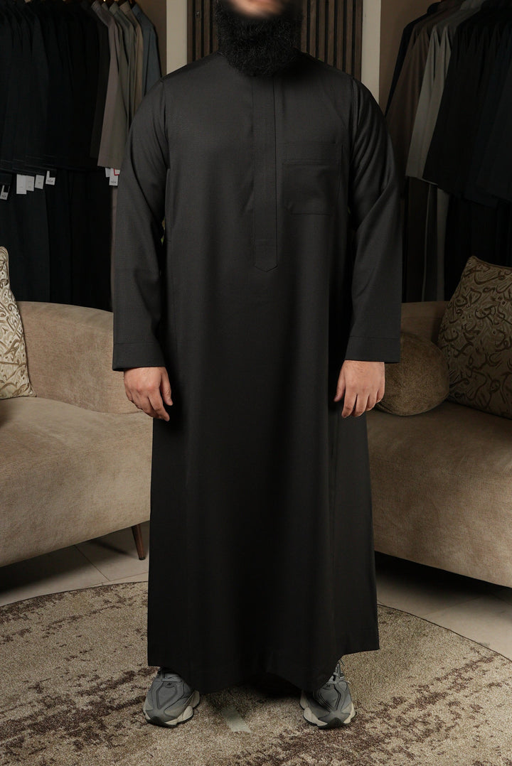Charcoal Herringbone Winter Thobe