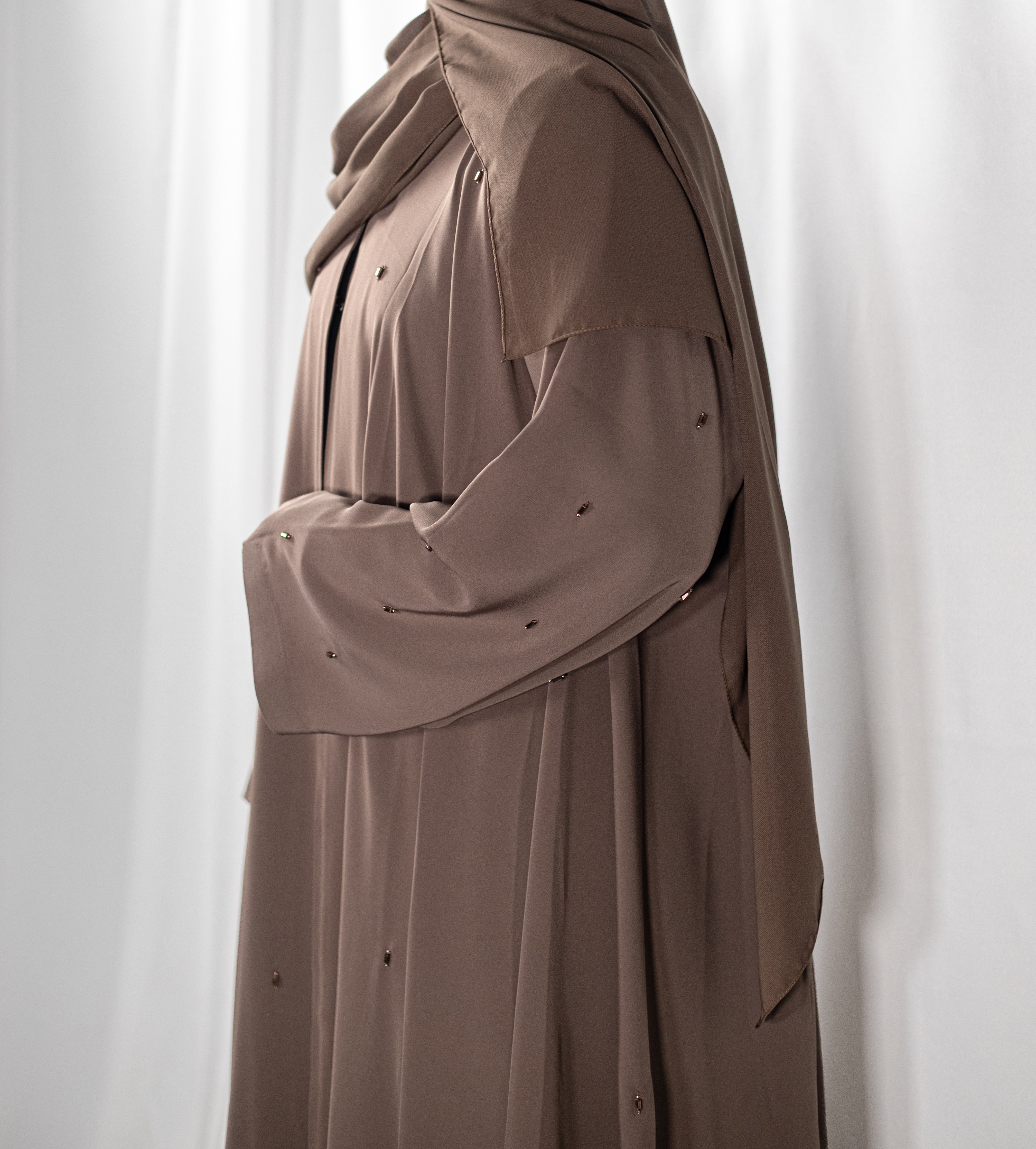 Mocha Lux Open Abaya