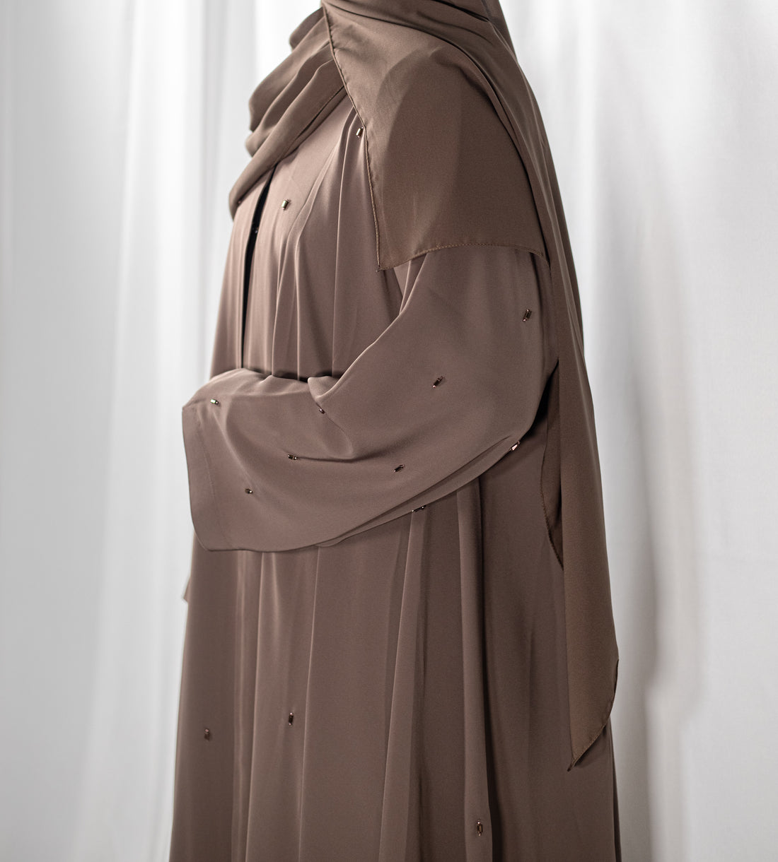 Mocha Lux Open Abaya