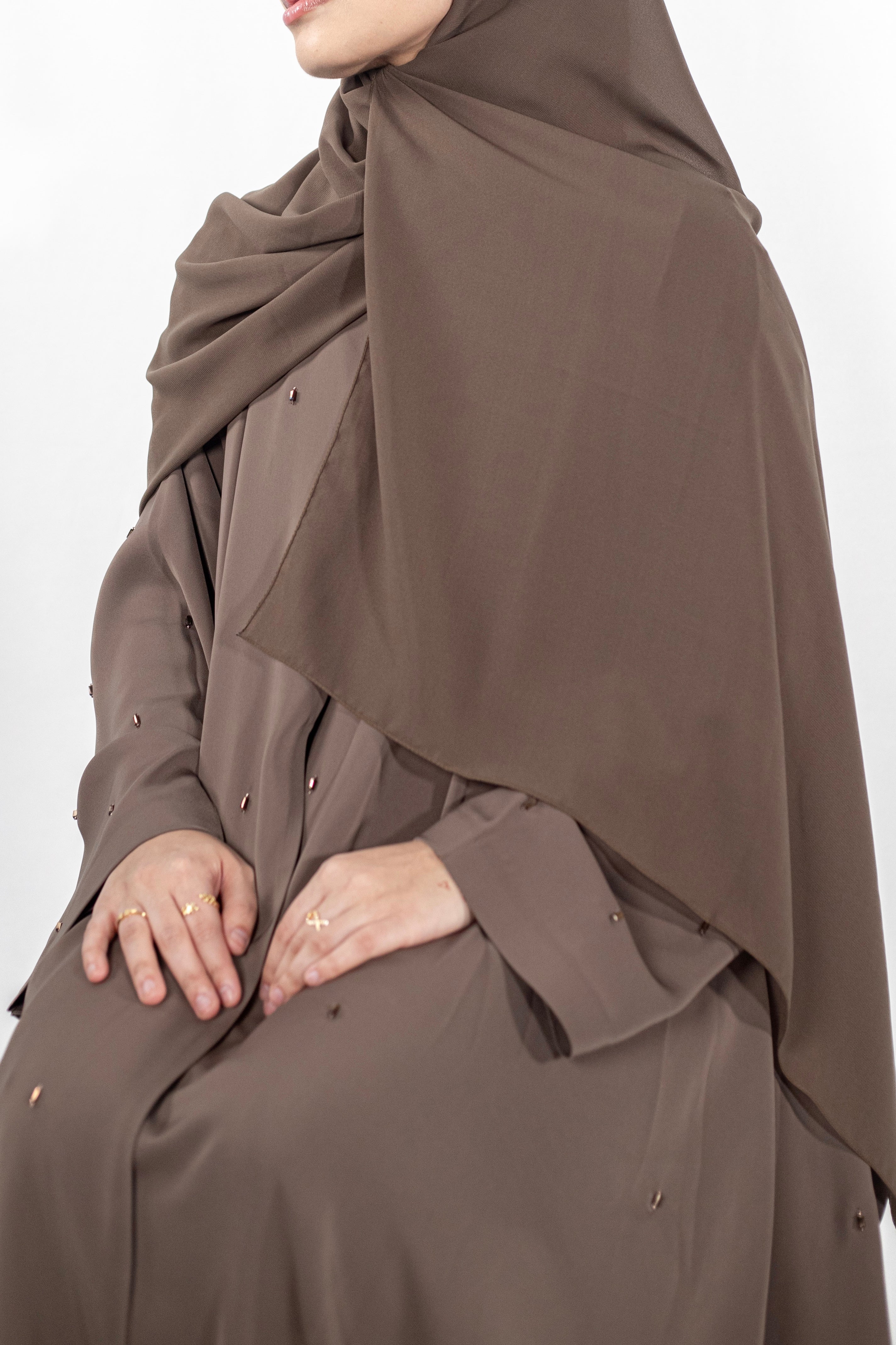 Mocha Lux Open Abaya