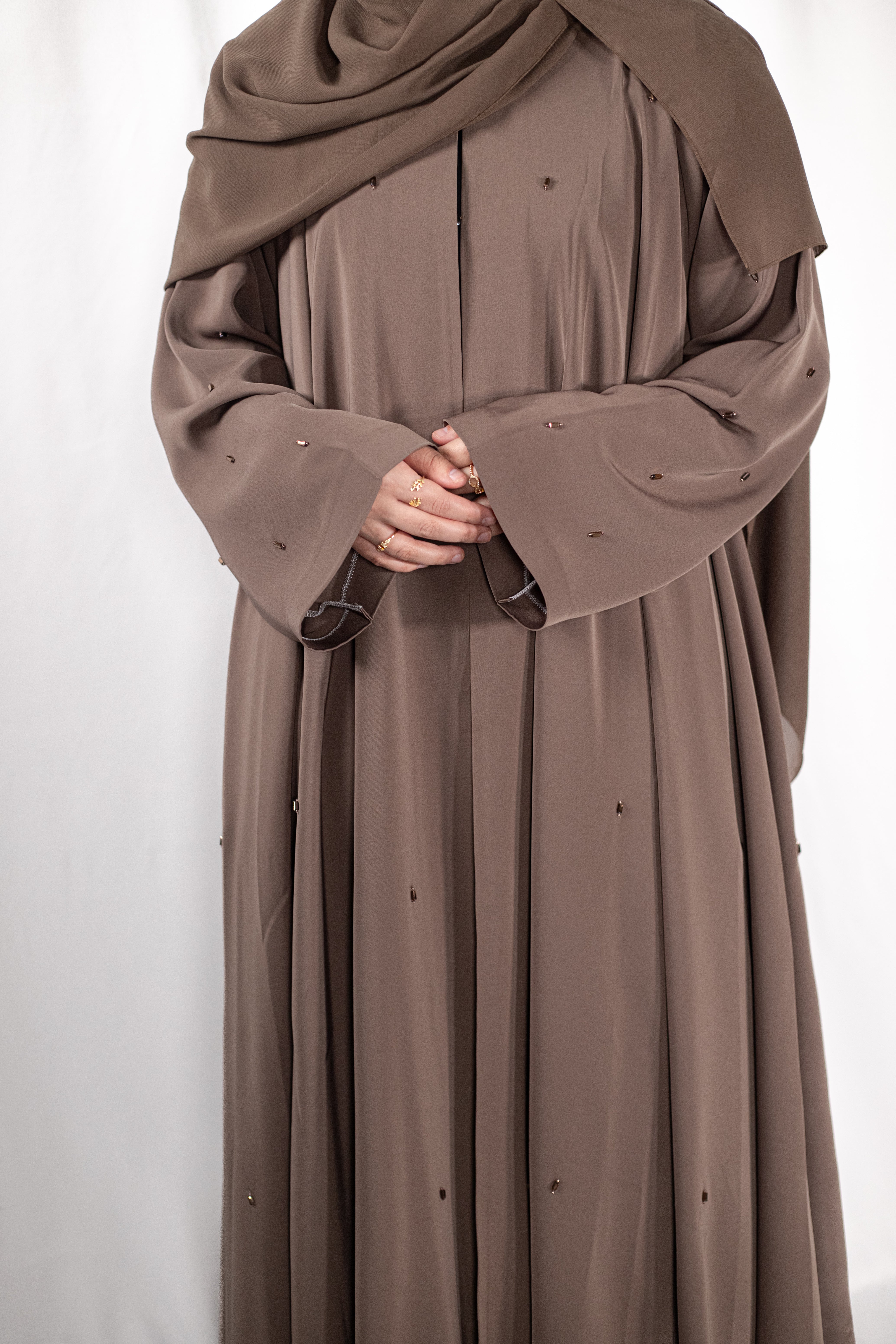 Mocha Lux Open Abaya