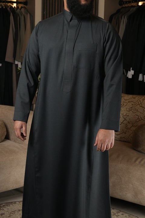 Charcoal Herringbone Winter Thobe