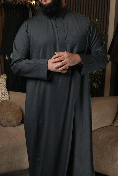 Charcoal Herringbone Winter Thobe