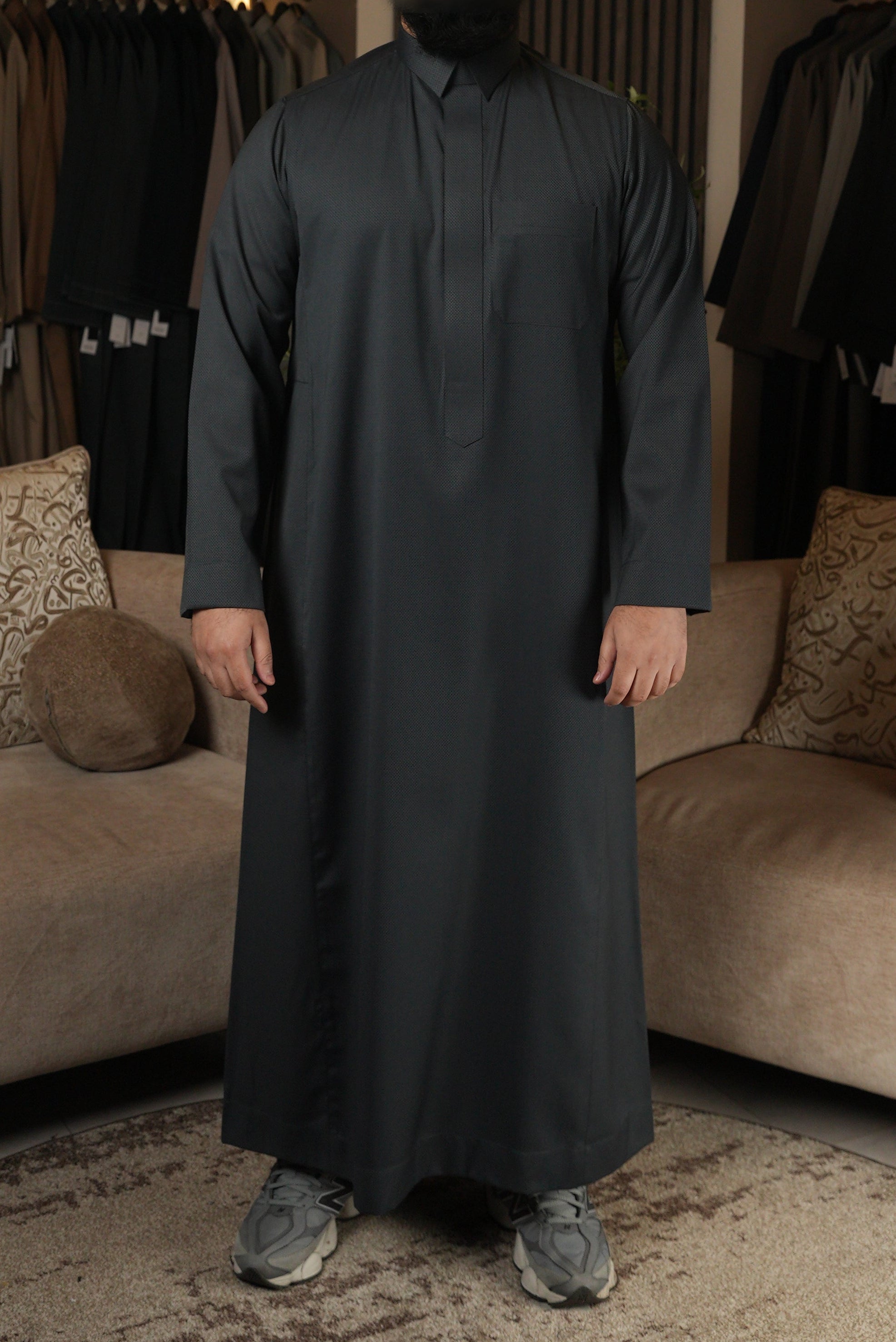 Charcoal Herringbone Winter Thobe