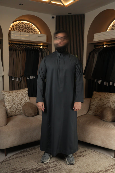 Charcoal Herringbone Winter Thobe
