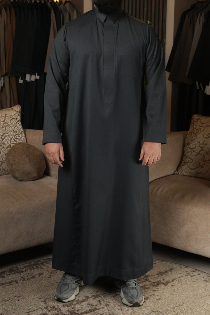 Charcoal Herringbone Winter Thobe