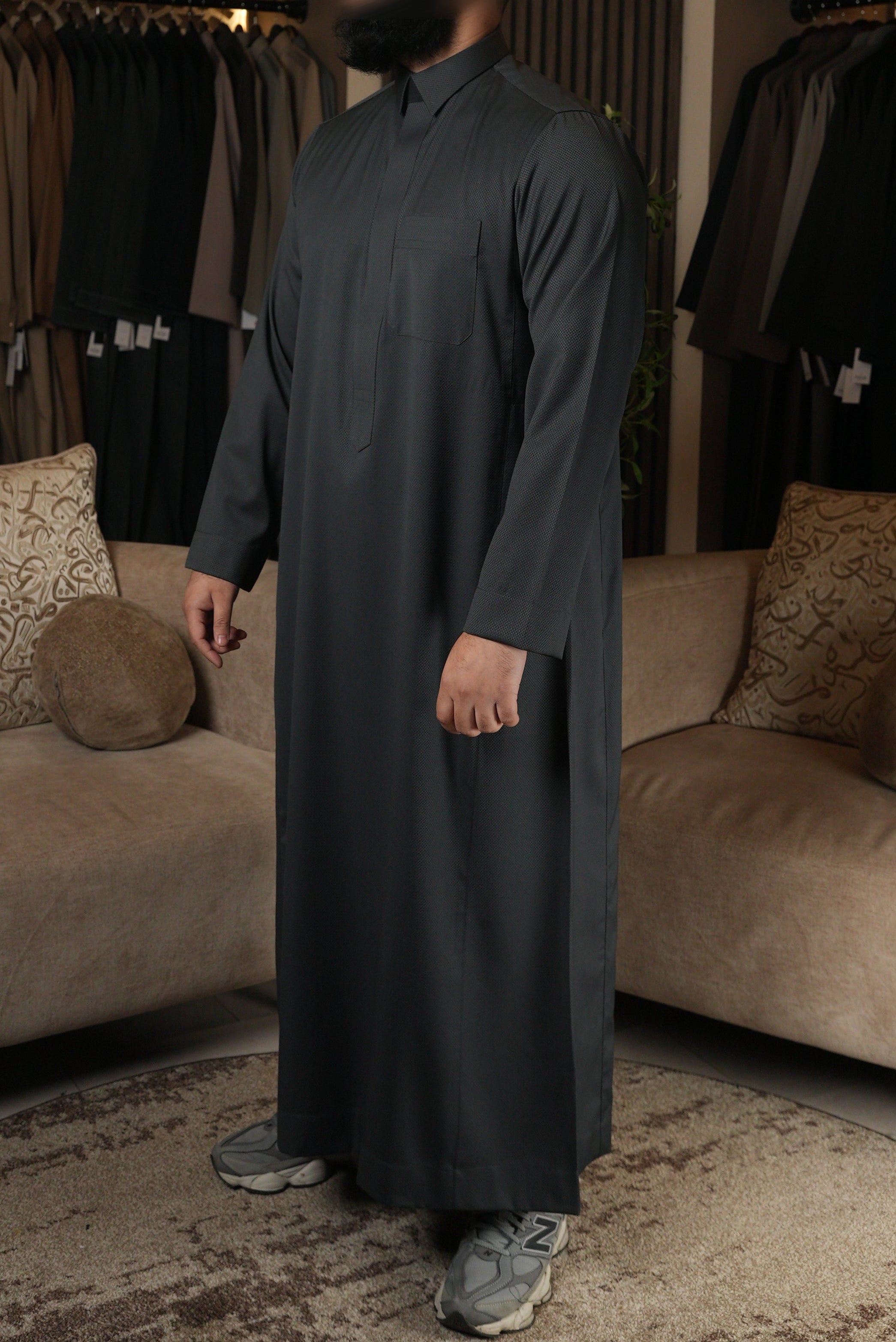 Charcoal Herringbone Winter Thobe
