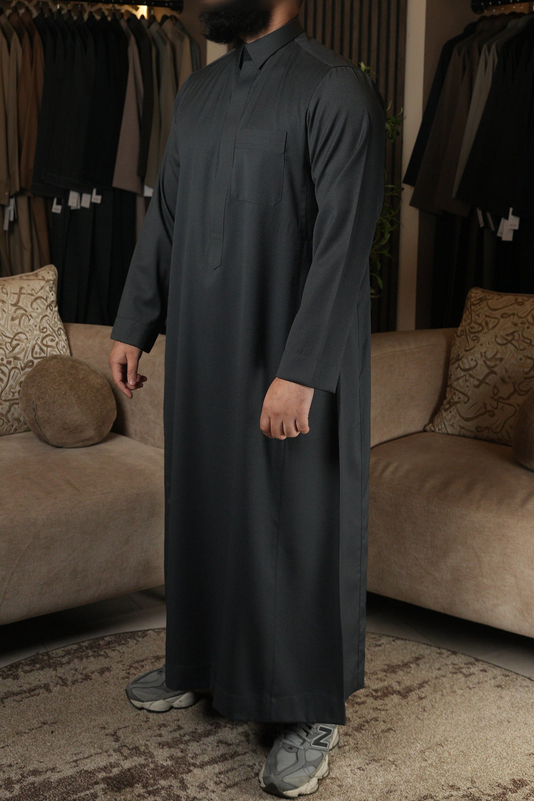 Charcoal Herringbone Winter Thobe