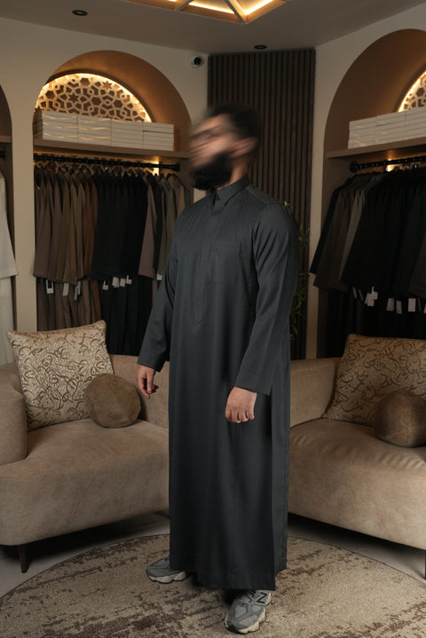 Charcoal Herringbone Winter Thobe