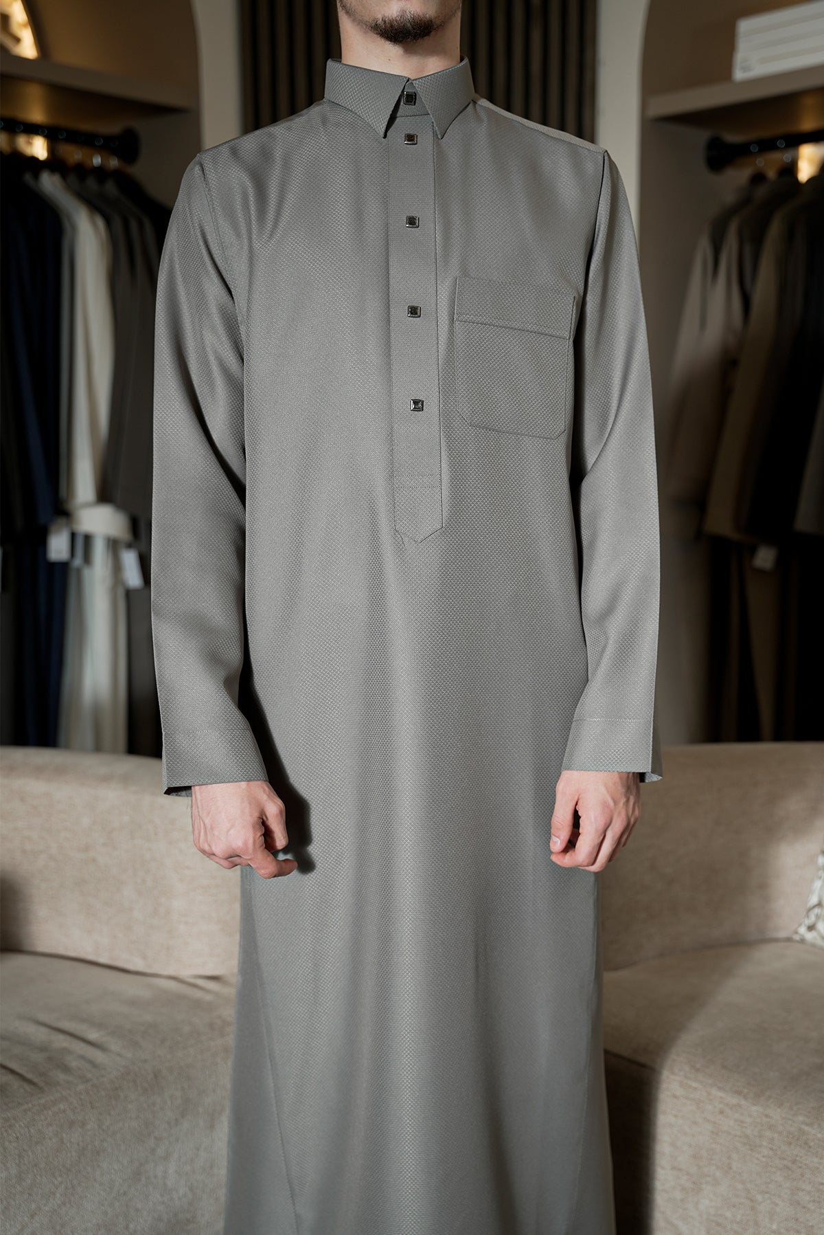 Classic Silver Button Thobe
