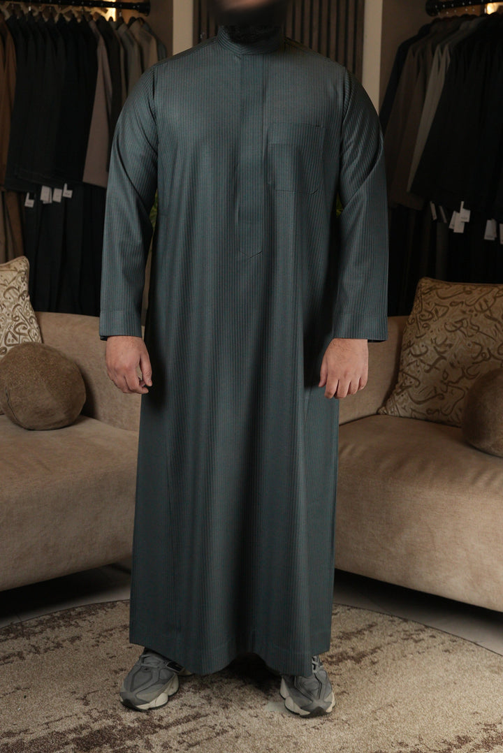 Saudi Blue Pinstripe Winter Thobe