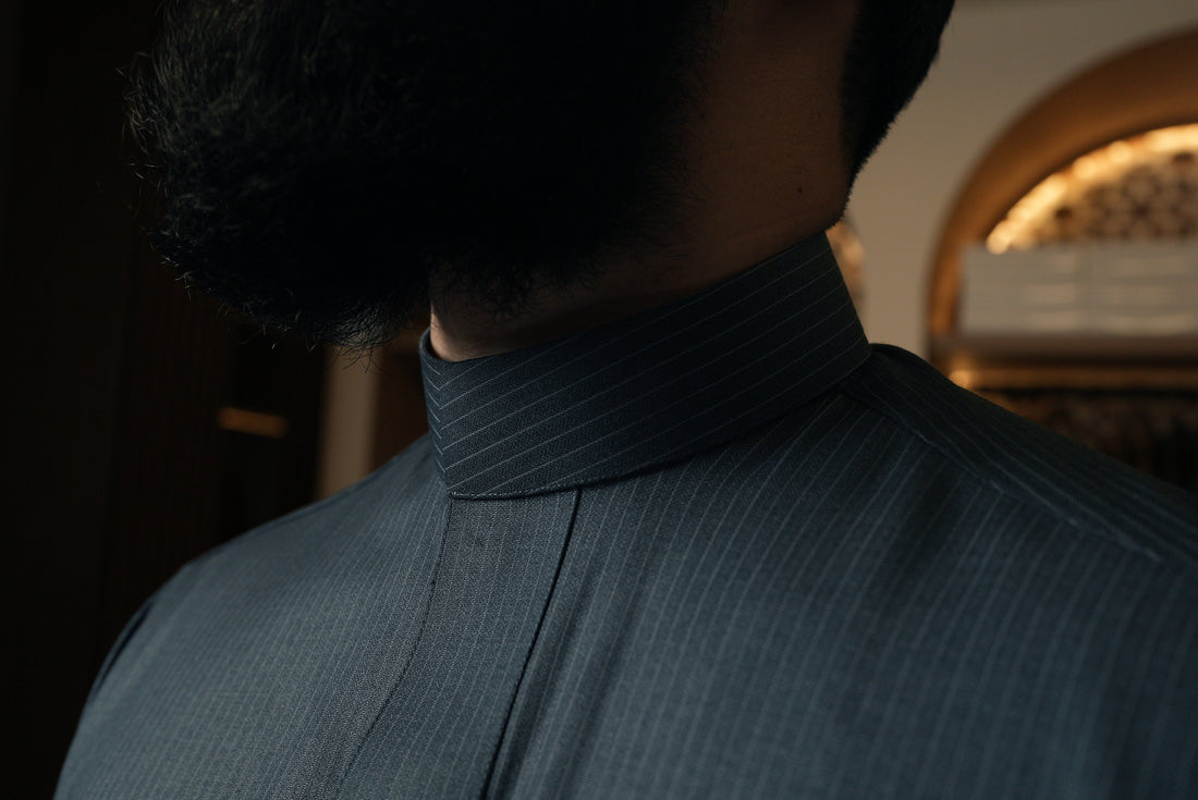 Saudi Blue Pinstripe Winter Thobe