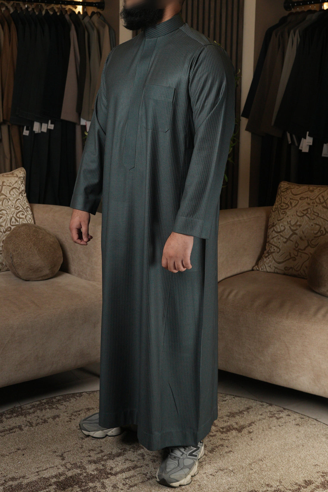 Saudi Blue Pinstripe Winter Thobe