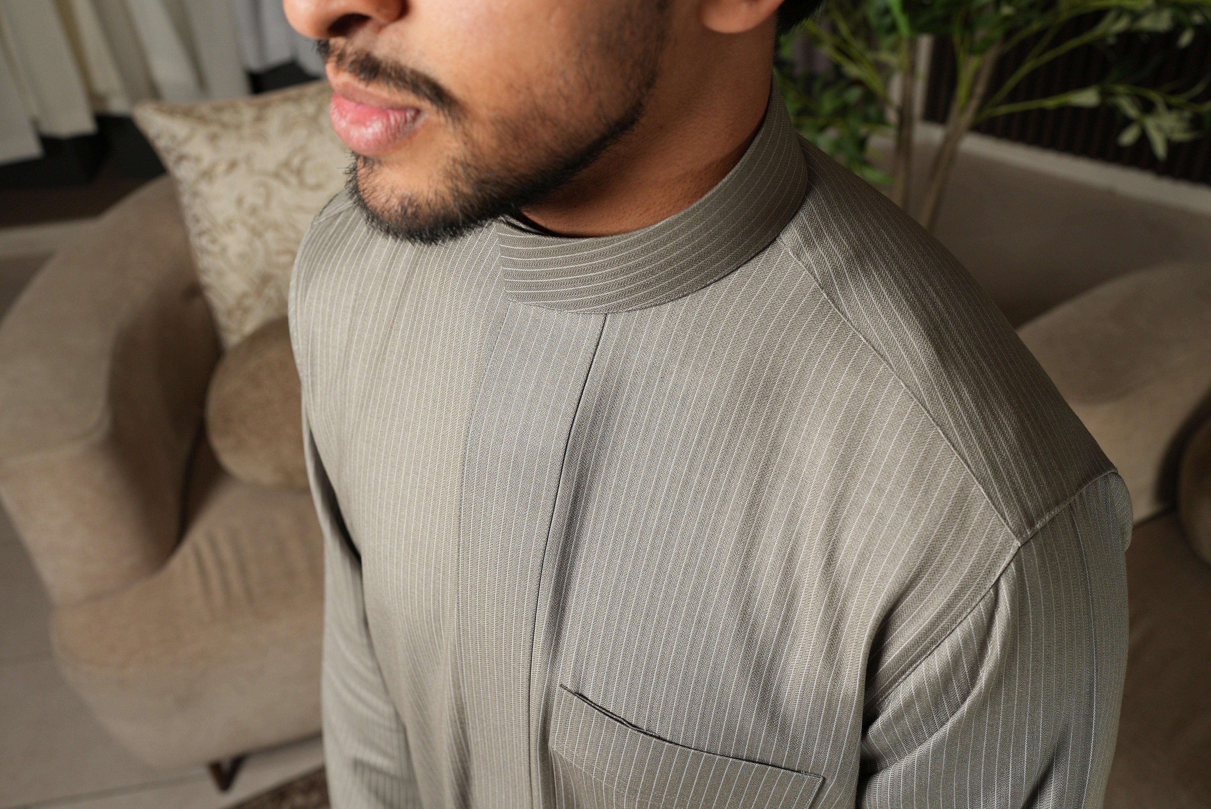 Saudi Silver Pinstripe Winter Thobe