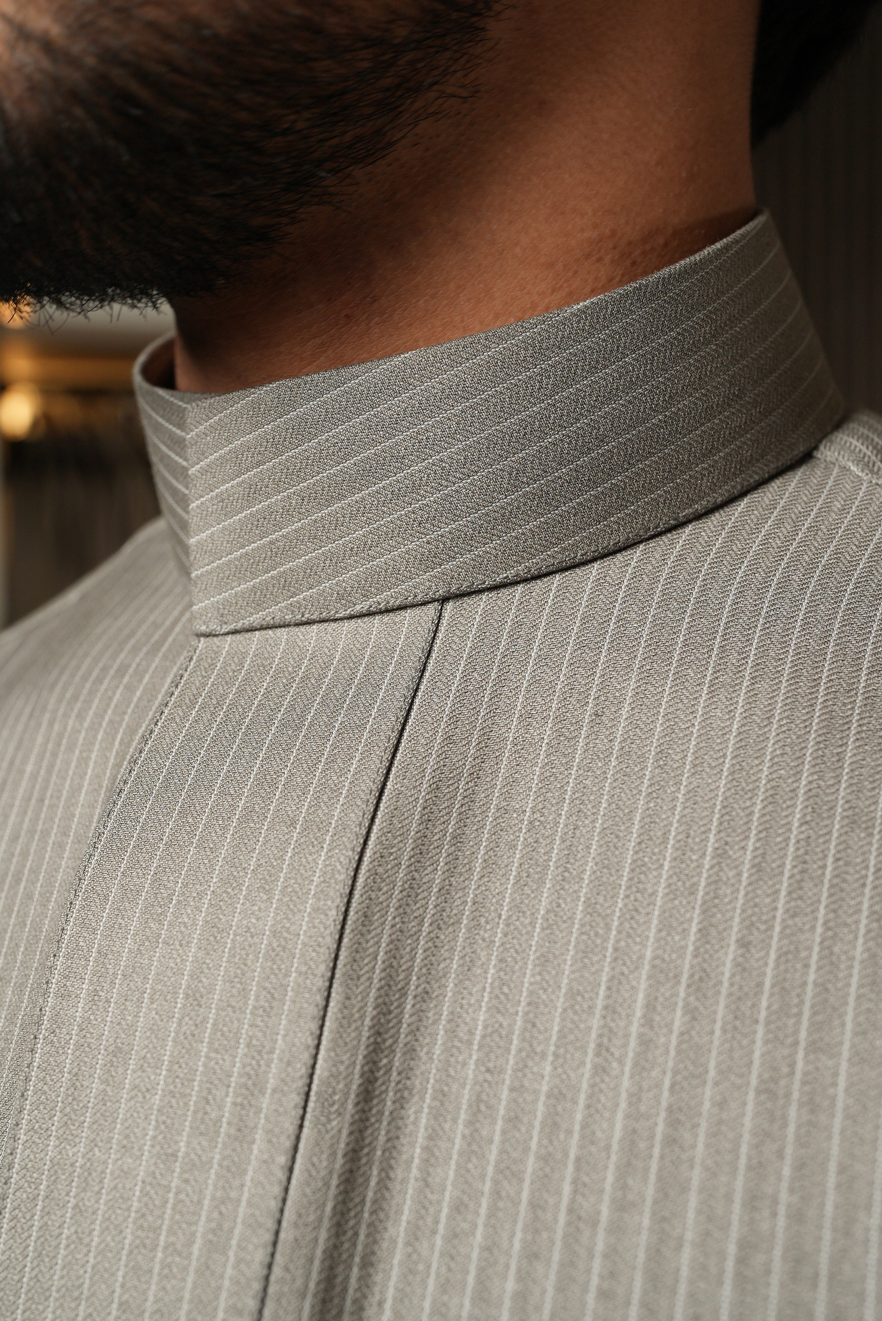 Saudi Silver Pinstripe Winter Thobe