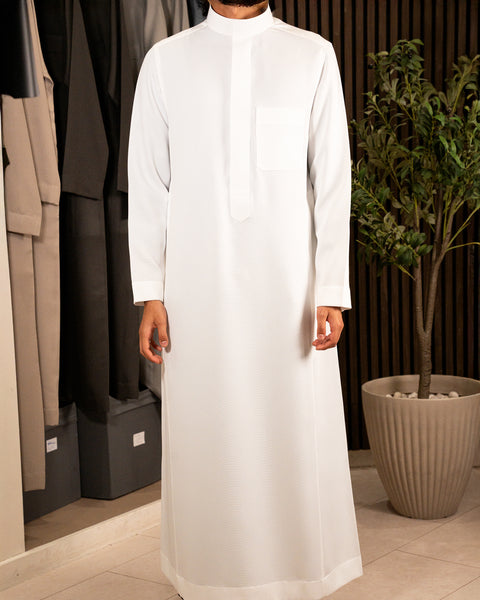 Classic Saudi White Naseej Thobe