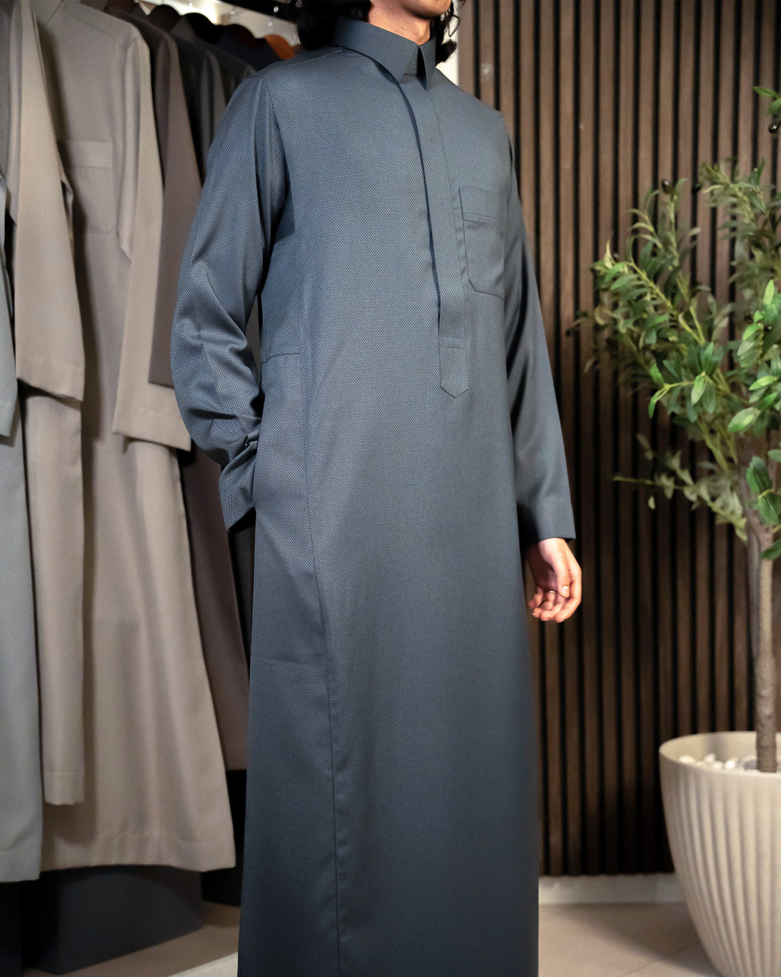 Navy Herringbone Winter Thobe
